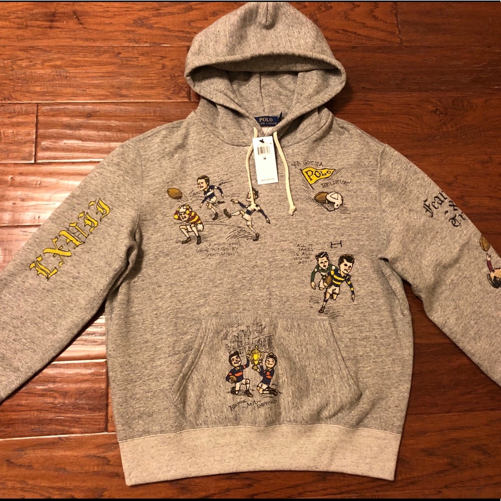 Polo Ralph Lauren Men’s Grey Hoodie Rugby Medium!